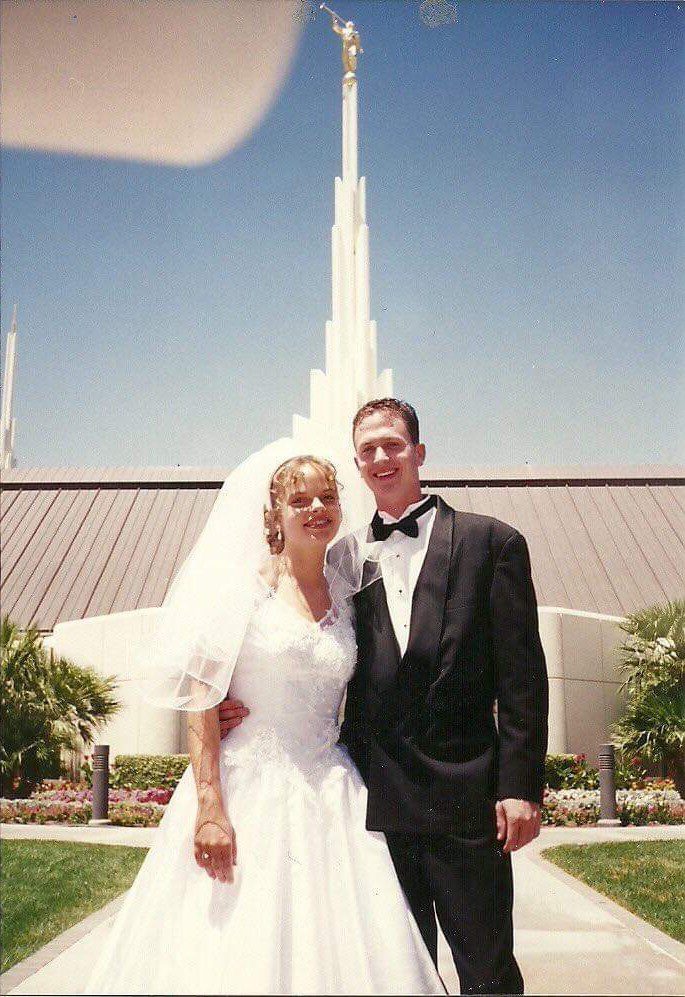 Shelly and her ex-husband, Brent, on their wedding day.